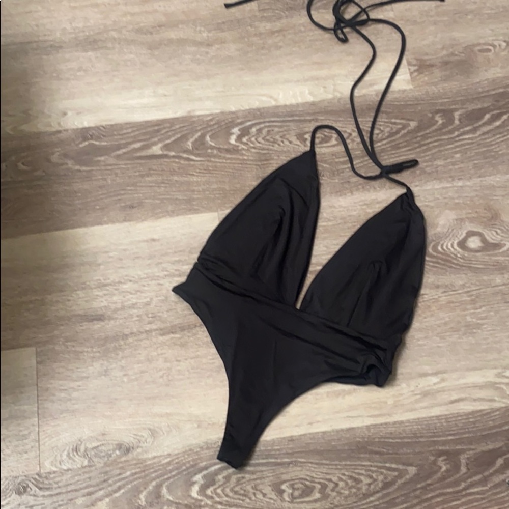 Babyboo black onsie deep v halter sexy top L - Picture 4 of 4